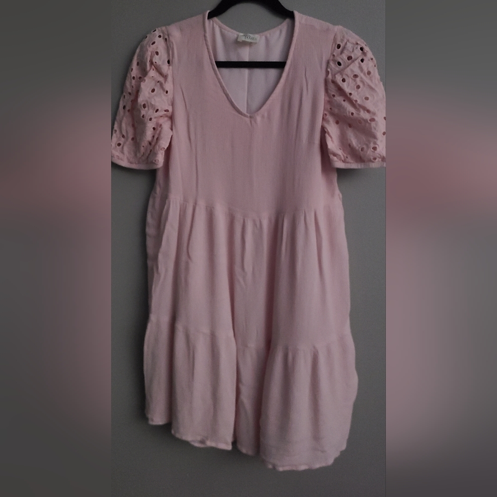 Ava James M dress with‎ eyelet sleeves lightweight midi babydoll - Picture 3 of 11